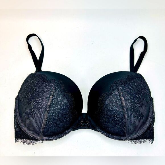 Victoria’s Secret Very Sexy Black Lace Corset Push-Up Bra size 32DD - Picture 1 of 15